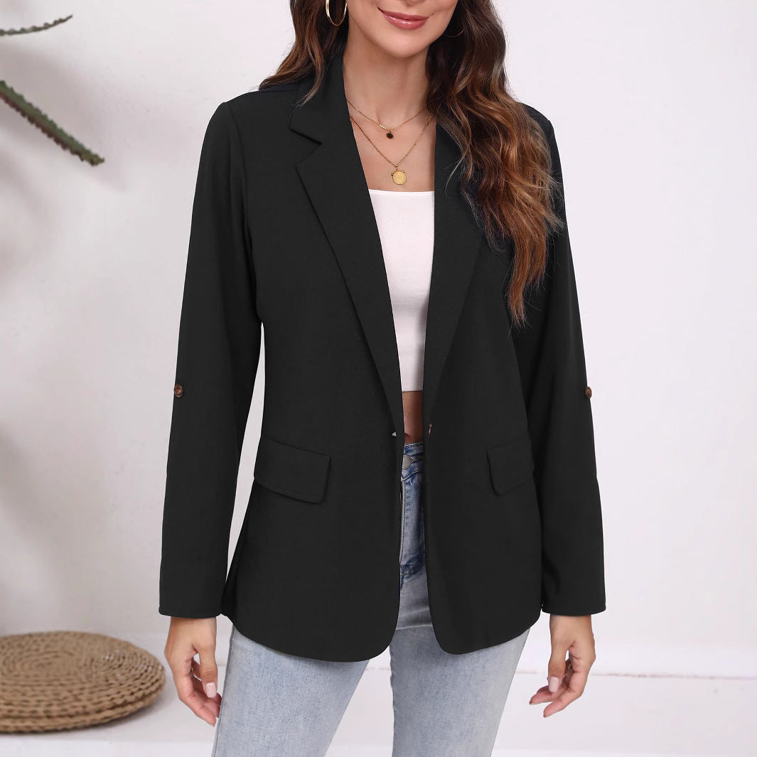 Damen Strukturierter Blazer mit modischem Kontrastärmel EB