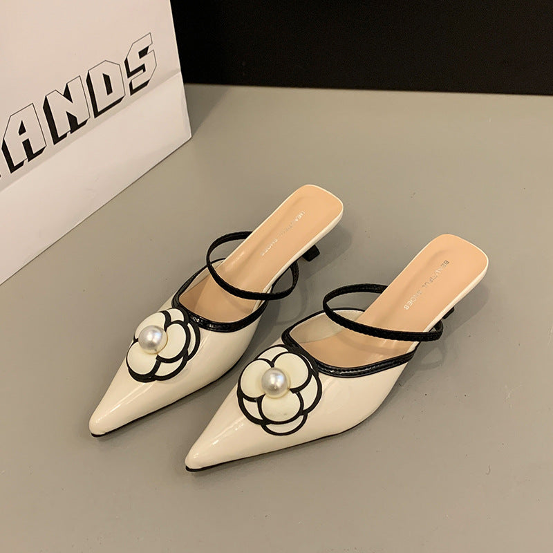 Damen Elegante Slingback-Pumps mit Perlen-Detail und modischem Blumen-Design EB