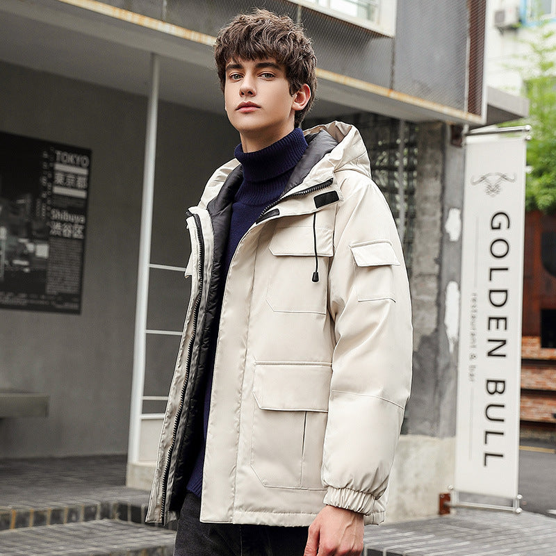 Herren wetterfeste Utility-Jacke mit Kapuze und Taschen EB