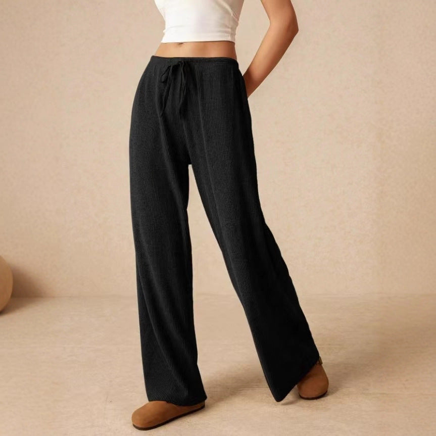 Damen weite Baumwoll-Haremshose mit hoher Taille und praktischem Kordelzug EB