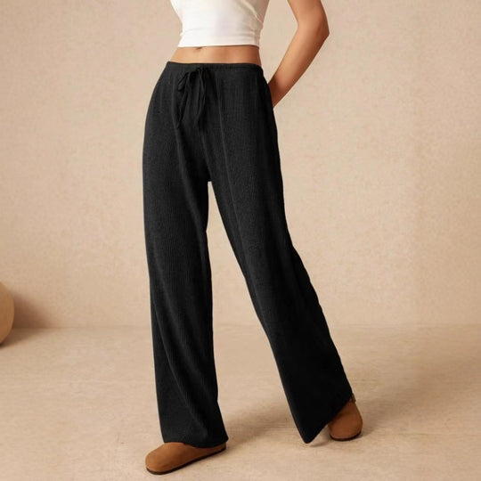 Damen weite Baumwoll-Haremshose mit hoher Taille und praktischem Kordelzug EB