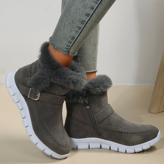 Damen Komfortable Winterstiefel mit modischer Kunstfellverzierung EB