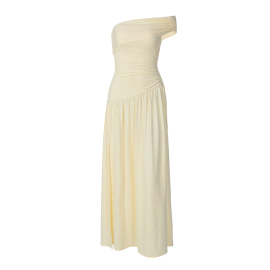Damen Elegantes Maxi-Kleid mit asymmetrischem Träger und seitlichem Schlitz EB