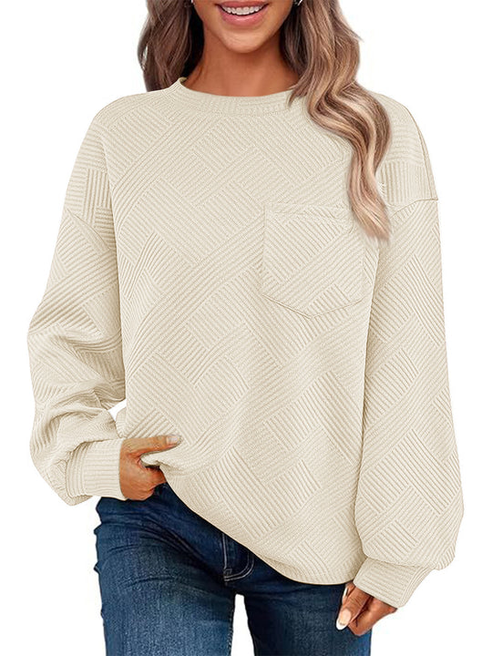 Damen Strukturierter Sweatshirt mit Patch-Tasche EB