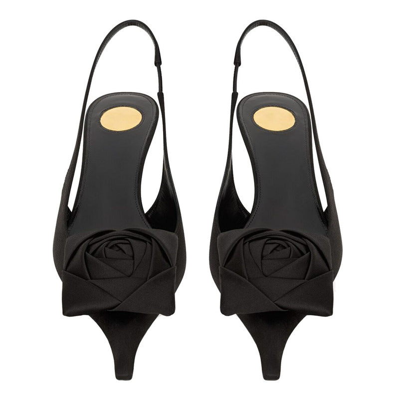 Damen elegante Slingback Pumps mit raffiniertem Blumendetail EB