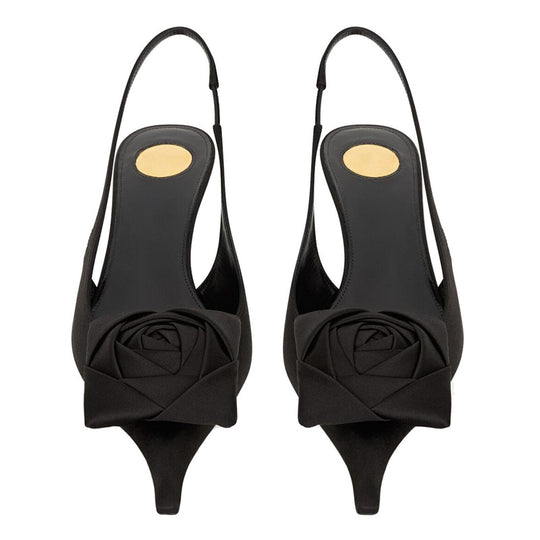 Damen elegante Slingback Pumps mit raffiniertem Blumendetail EB