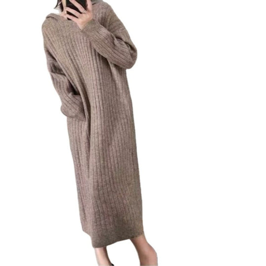 Damen Strickkleid mit geripptem Design und lässigem Schnitt EB