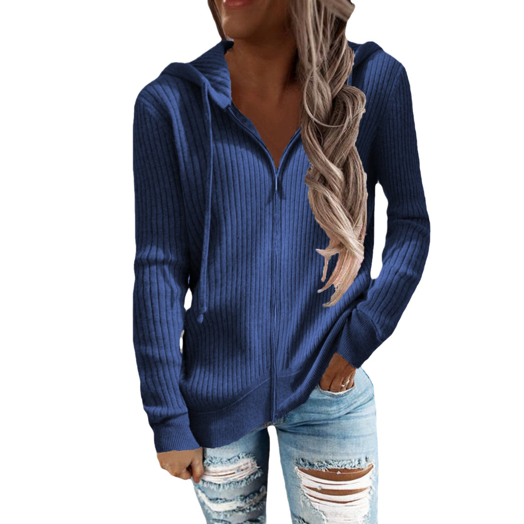 Damen Strickjacke mit Kapuze und Rippstruktur EB
