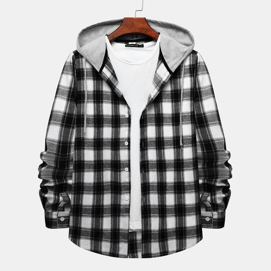 Damen Flanellhemd mit integrierter Kapuze und kariertem Design EB