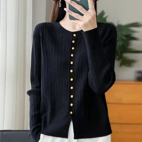 Damen Strickjacke mit goldenen Knöpfen EB