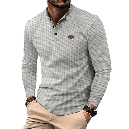 Herren Langarmshirt mit subtilen Muster und modischem Kragen EB