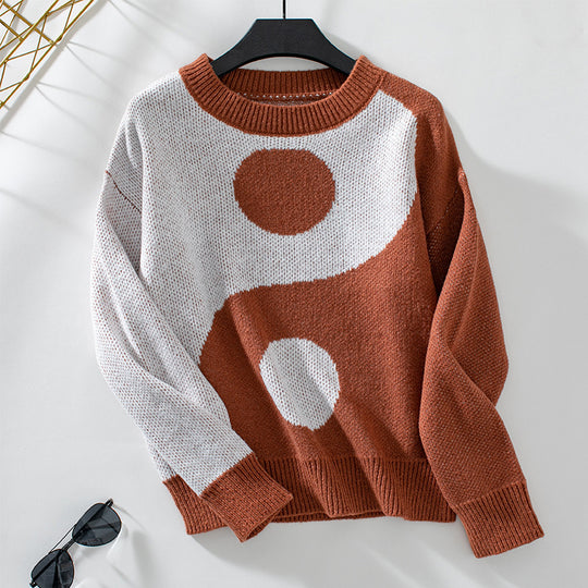 Damen modischer Pullover mit Yin-Yang-Motiv EB