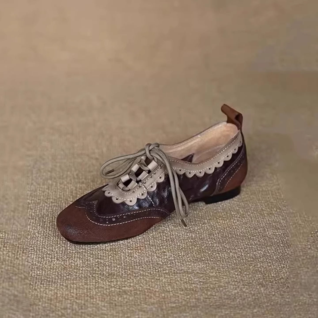 Damen elegante Schnürschuhe mit modischem Wellenmuster und feiner Ziernaht EB