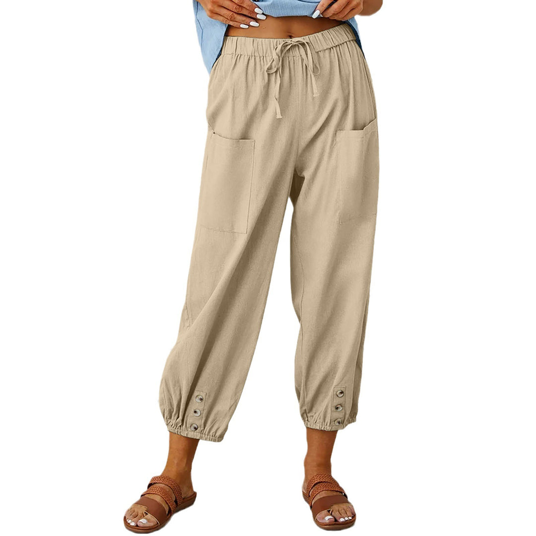 Damen Bequeme Freizeithose mit seitlichen Taschen und Bündchen EB