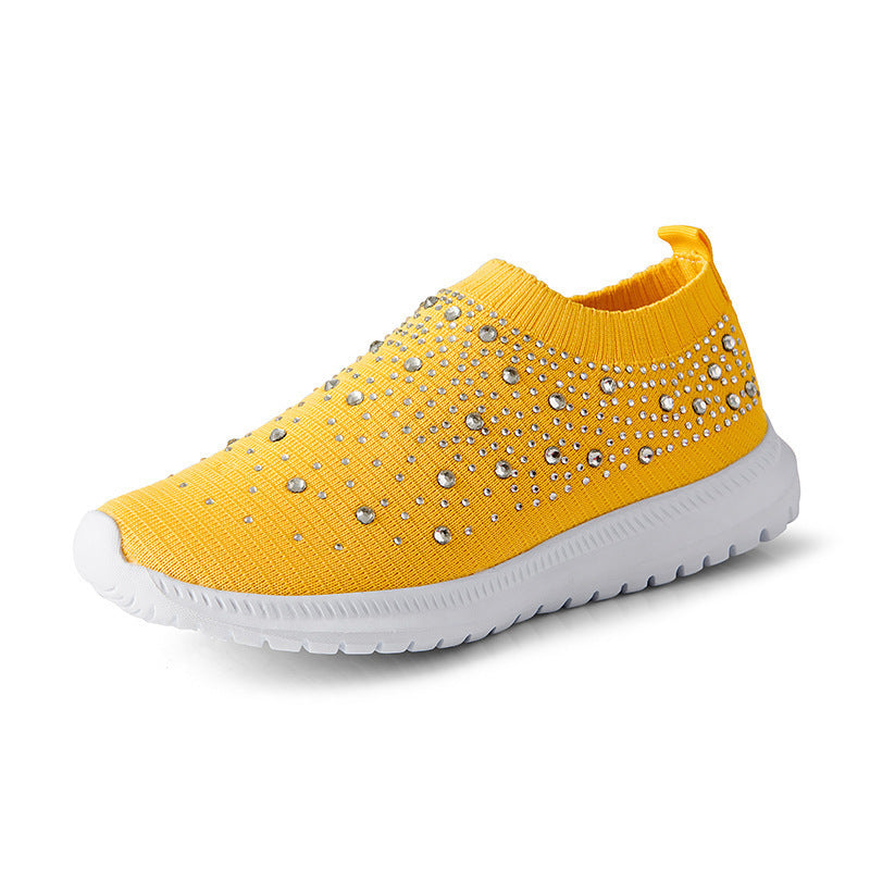 Damen modische Slip-On Sneakers mit Glitzerapplikationen EB