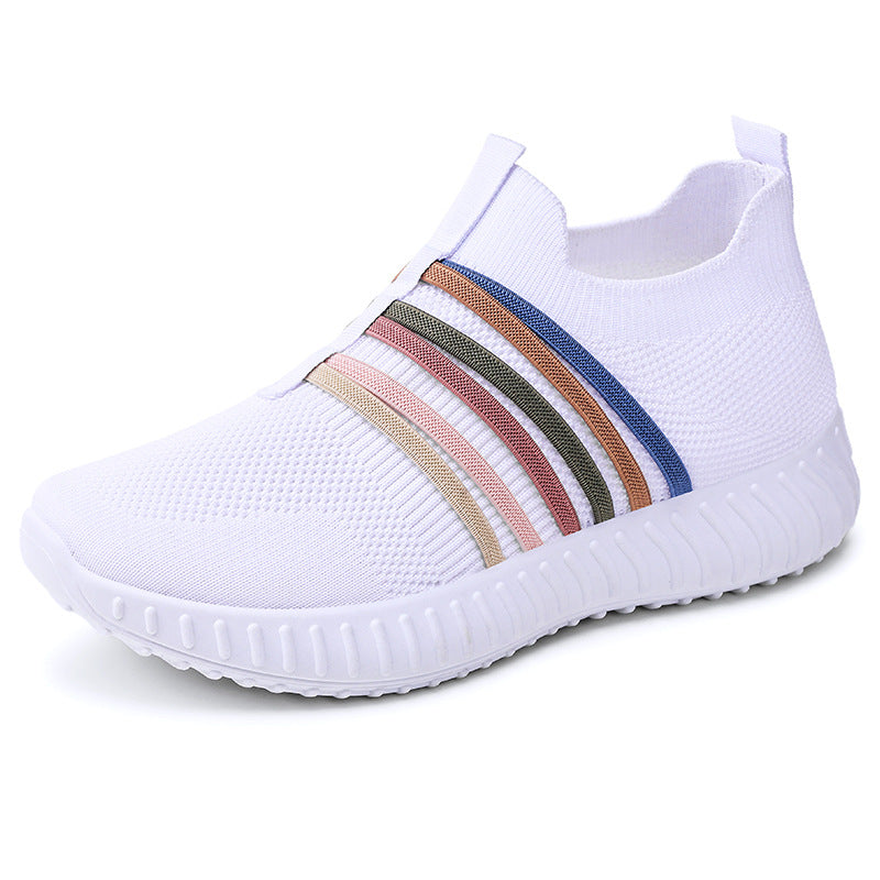 Damen Sportliche Slip-On Sneakers mit elastischem Obermaterial und rutschfester Sohle EB