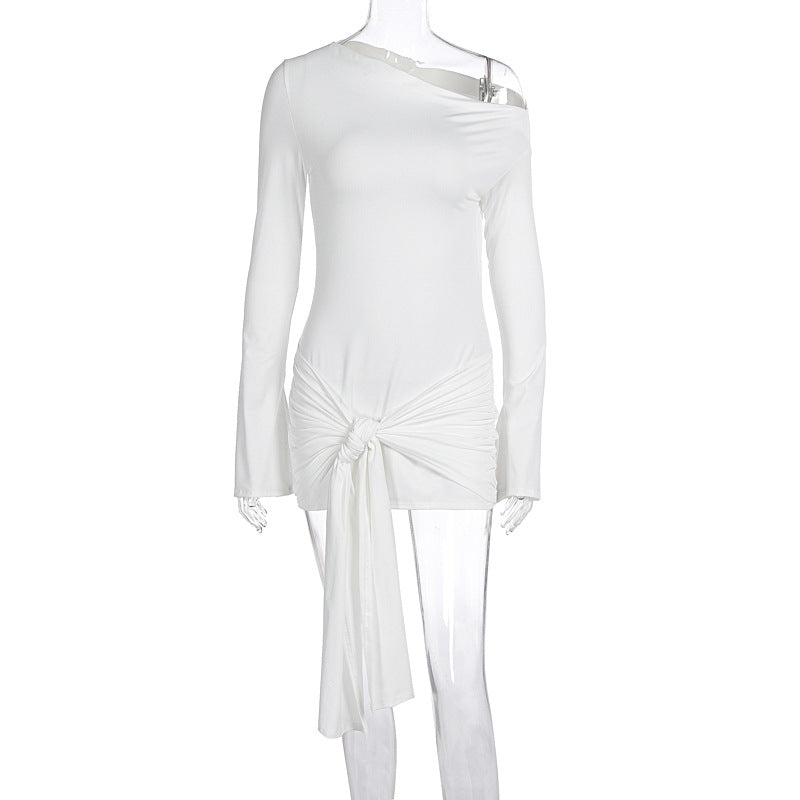 Damen asymmetrisches Wickeloberteil mit dekorativem Knoten EB