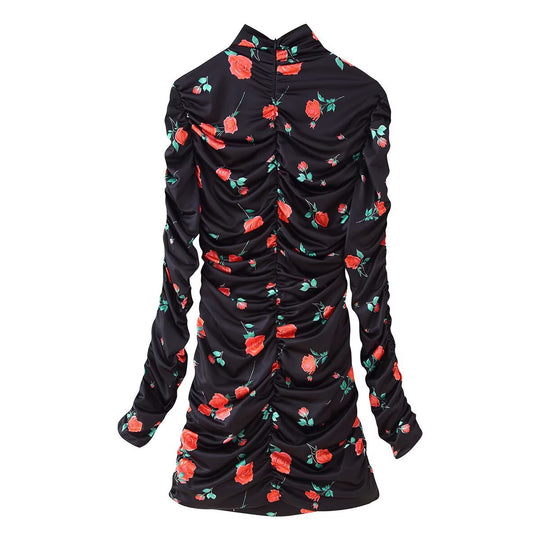 Damen elegantes Rüschenoberteil mit hohem Kragen EB