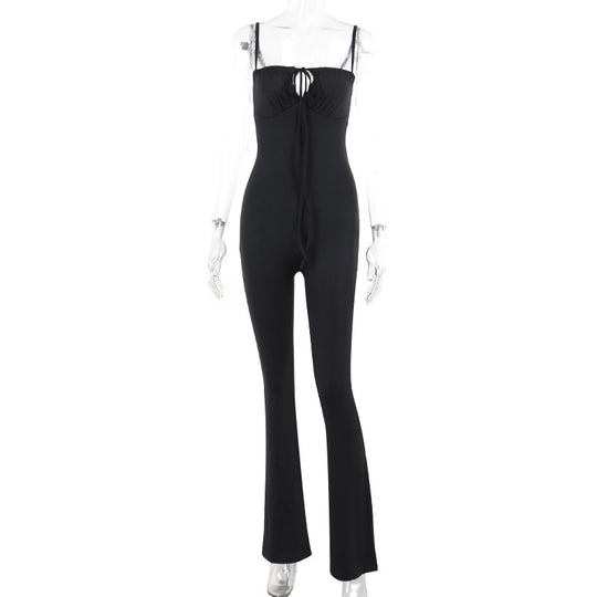 Damen Figurbetonter Jumpsuit mit raffinierter Schnürung EB