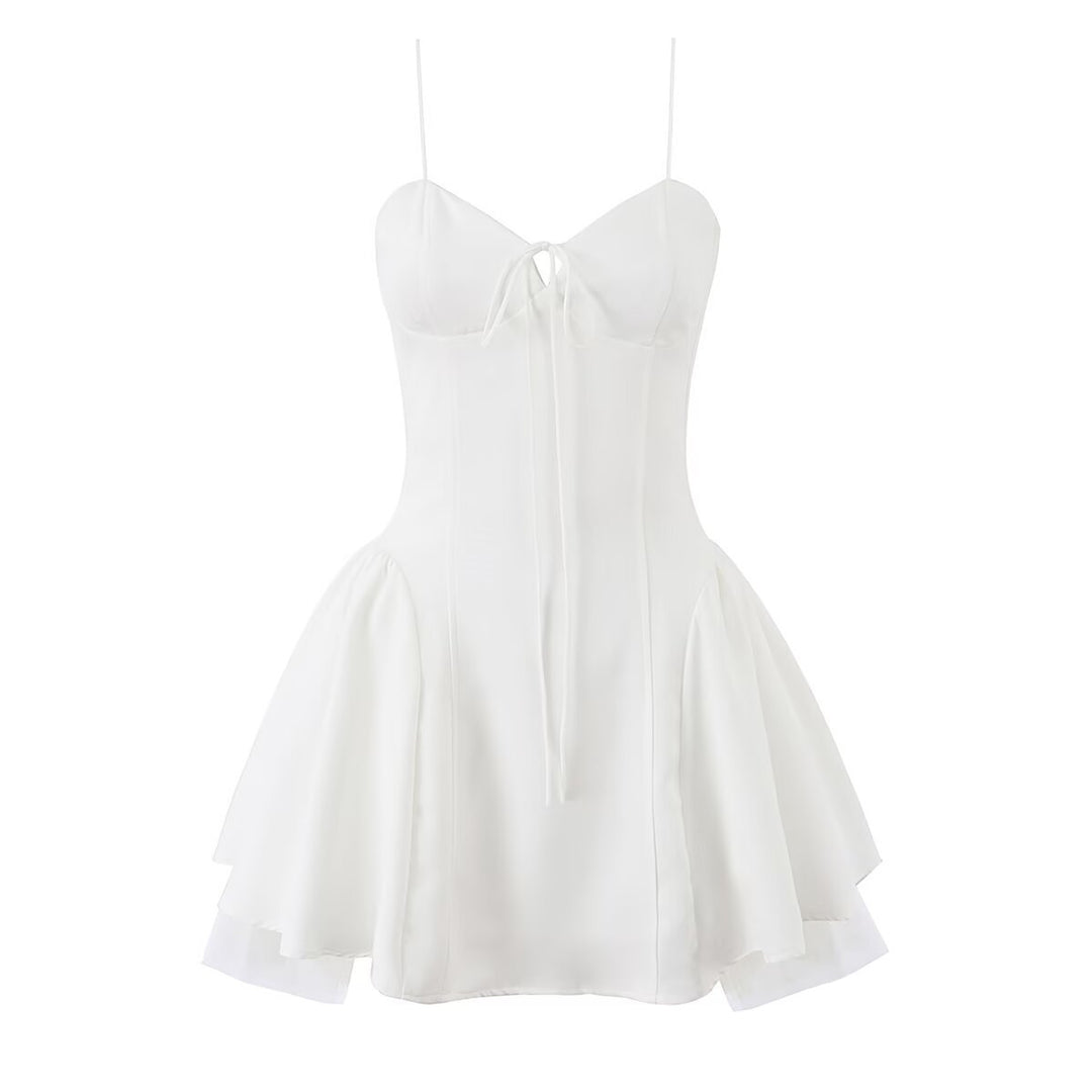 Damen Wickelkleid mit eleganter Schleifenverzierung und voluminösem Rock EB