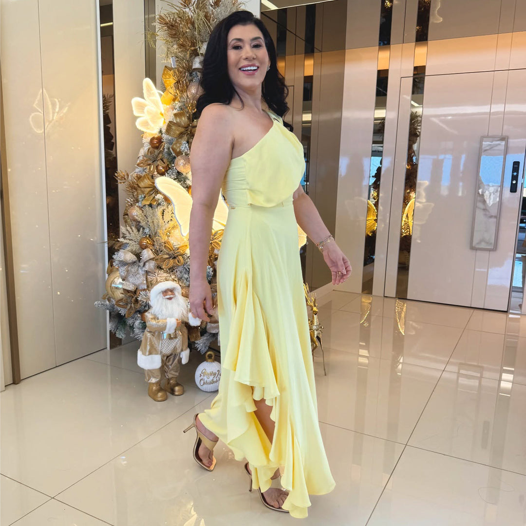 Damen Maxikleid mit eleganter Raffung EB