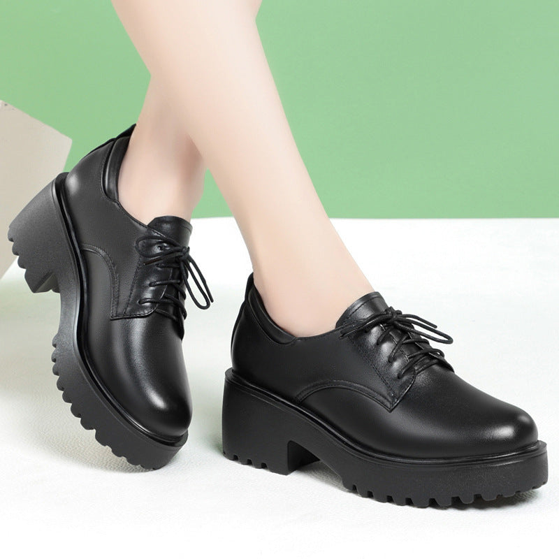 Damen Komfortable Schnürschuhe mit klobigem Absatz und rutschfester Sohle EB