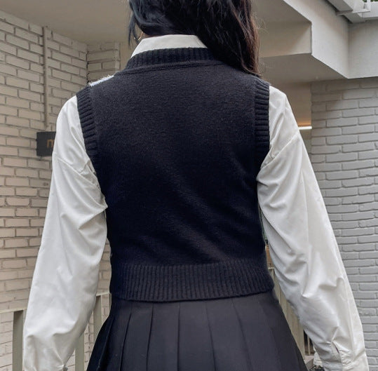 Damen Strickweste mit kreativem Totenkopf-Muster EB