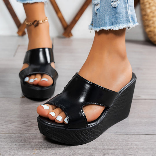 Damen Wedge-Pantoletten mit modischem Cut-Out-Design und rutschfester Sohle EB