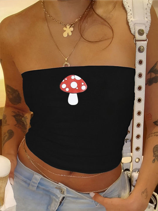 Damen Bandeau-Top mit stylischem Rock-Star-Print EB
