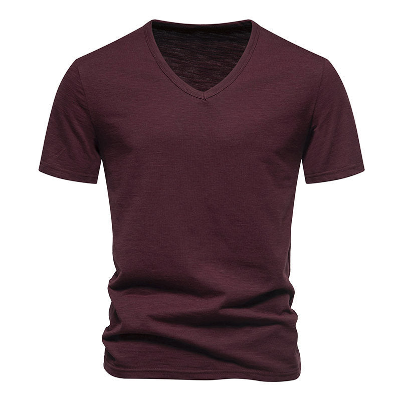 Herren V-Ausschnitt T-Shirt aus atmungsaktiver Baumwolle mit komfortablem Sitz EB