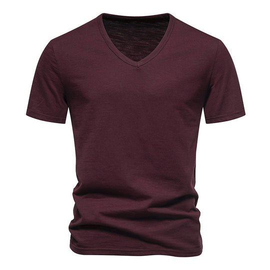 Herren V-Ausschnitt T-Shirt aus atmungsaktiver Baumwolle mit komfortablem Sitz EB