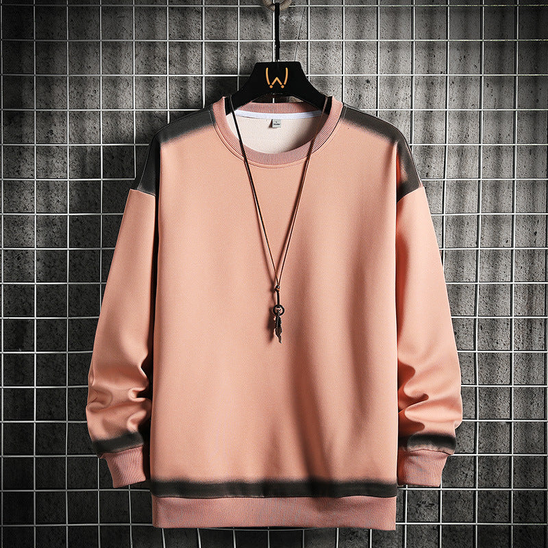 Herren Oversize-Sweatshirt mit Rundhals, kontrastiertem Spray‑Effekt und geripptem Saum EB