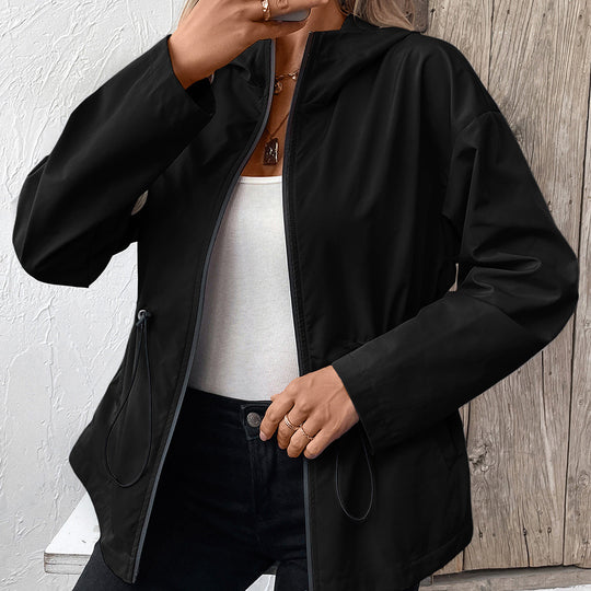 Damen leichte Kapuzenjacke mit einstellbarem Bund EB
