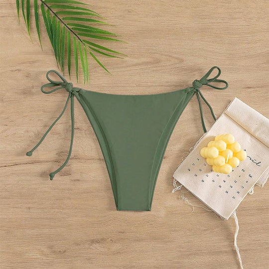 Damen Hoch geschnittene Bikini-Hose mit verstellbaren Bindebändern EB