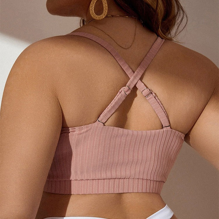 Damen Kombination aus Crop-Top und Bikinioberteil mit Raffung EB