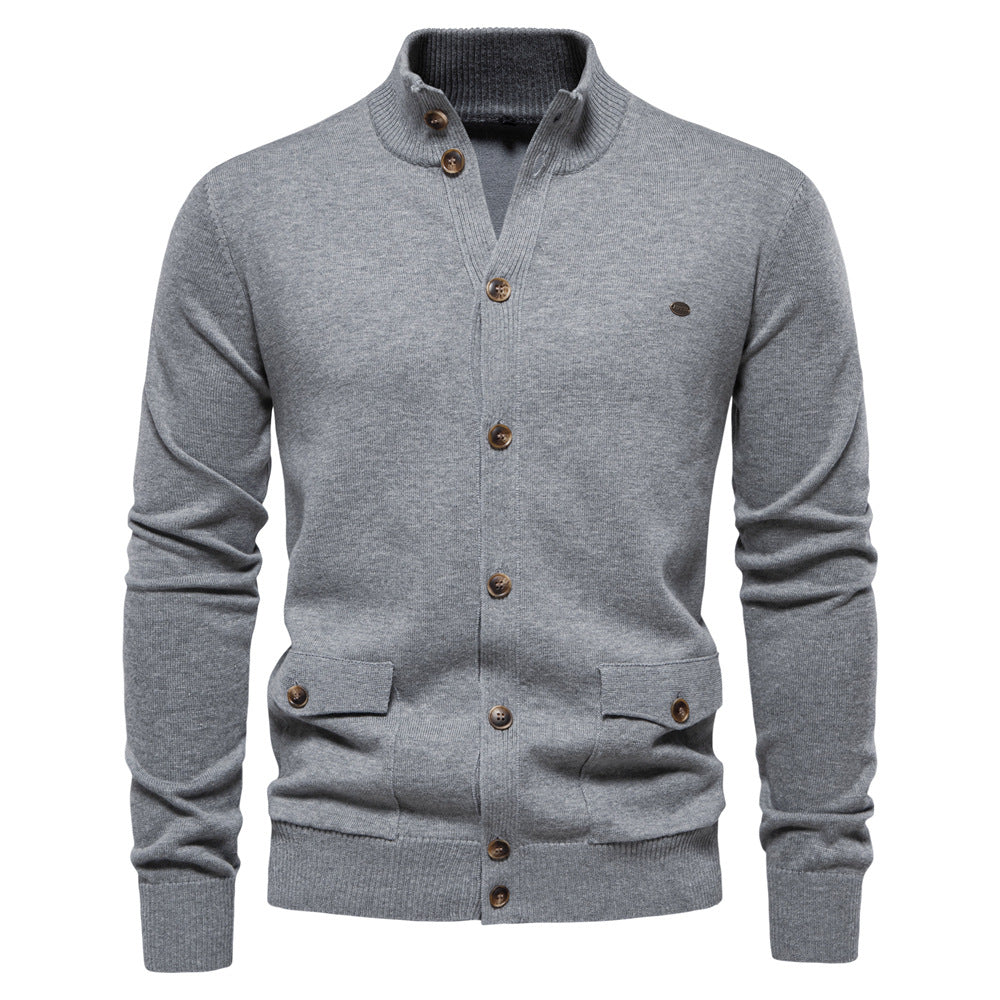 Herren Strickjacke mit modernem Stehkragen und praktischen Knöpfen EB