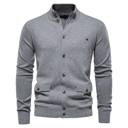 Herren Strickjacke mit modernem Stehkragen und praktischen Knöpfen EB