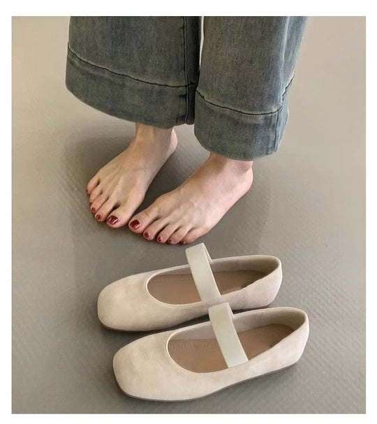 Damen Ballerinas mit komfortablem Riemen und weichem Obermaterial EB