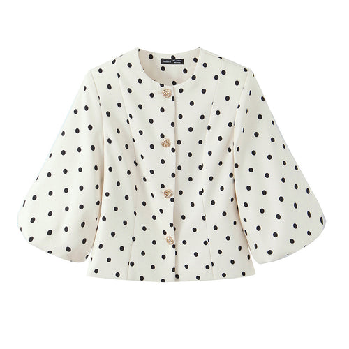 Damen elegante Bluse mit Puffärmeln und Knopfdetails EB