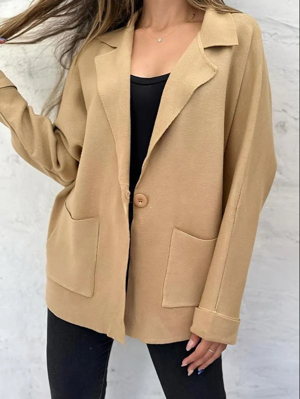 Damen Oversized Blazer mit Patch-Taschen und modischem Schnitt EB