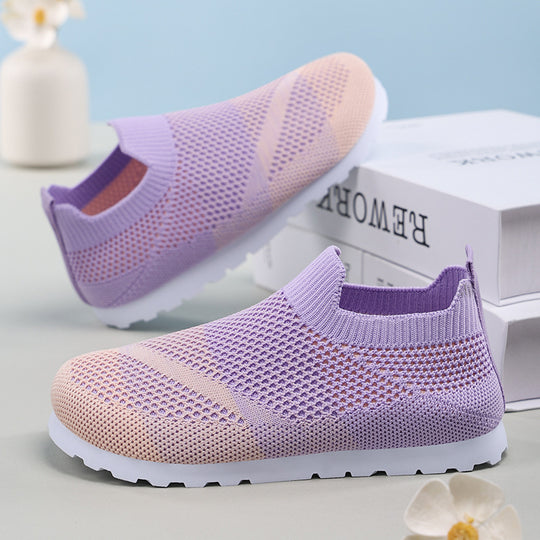 Damen Atmungsaktive Slip-On Sneakers mit elastischer Netzstruktur EB