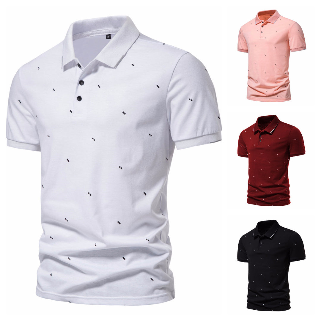Herren Polohemd mit modischem Druck und hochwertigem Baumwollmaterial EB