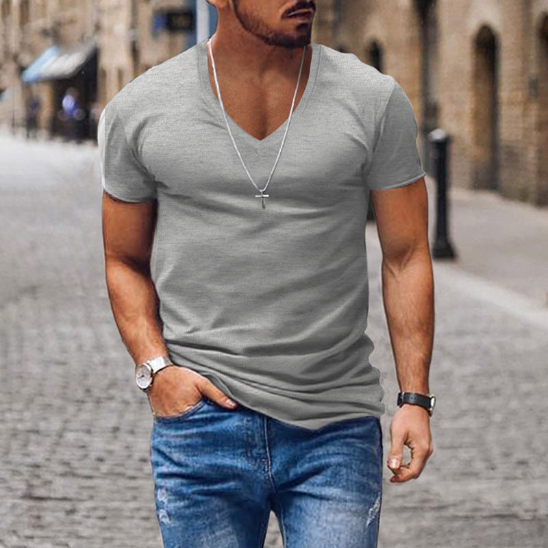 Herren lässiges V-Ausschnitt T-Shirt EB