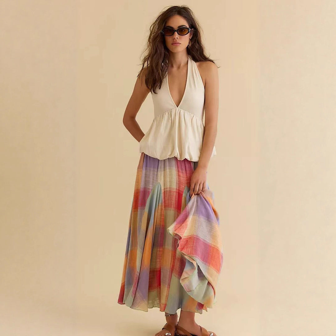 Damen Midirock mit farbenfrohem geometrischem Muster EB