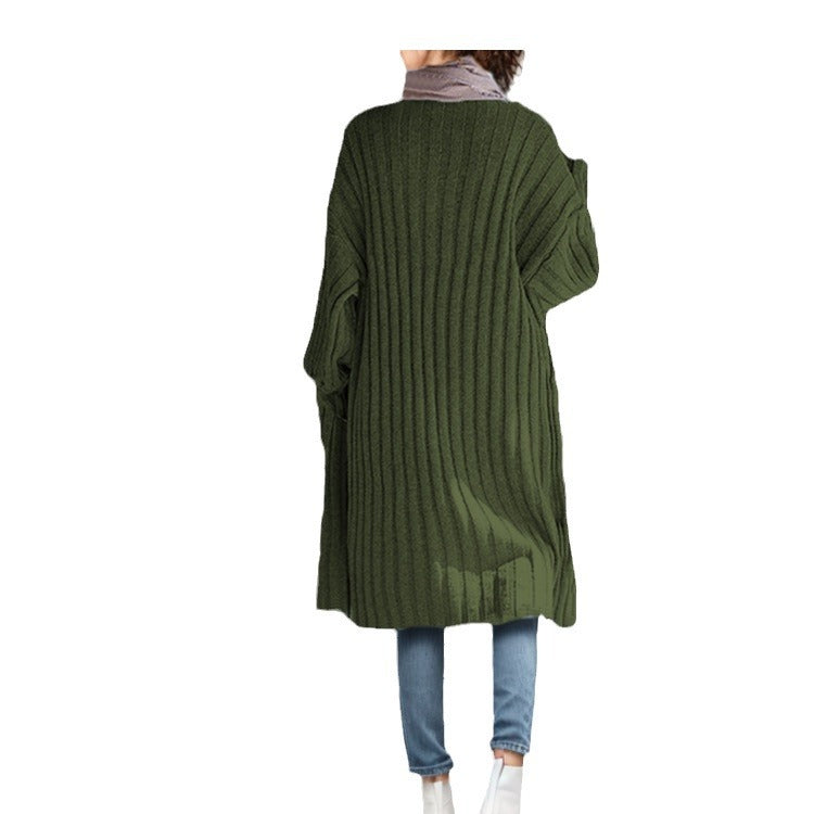 Damen Langer Strickmantel im lässigen Schnitt mit tiefen Taschen und weichem Griff EB