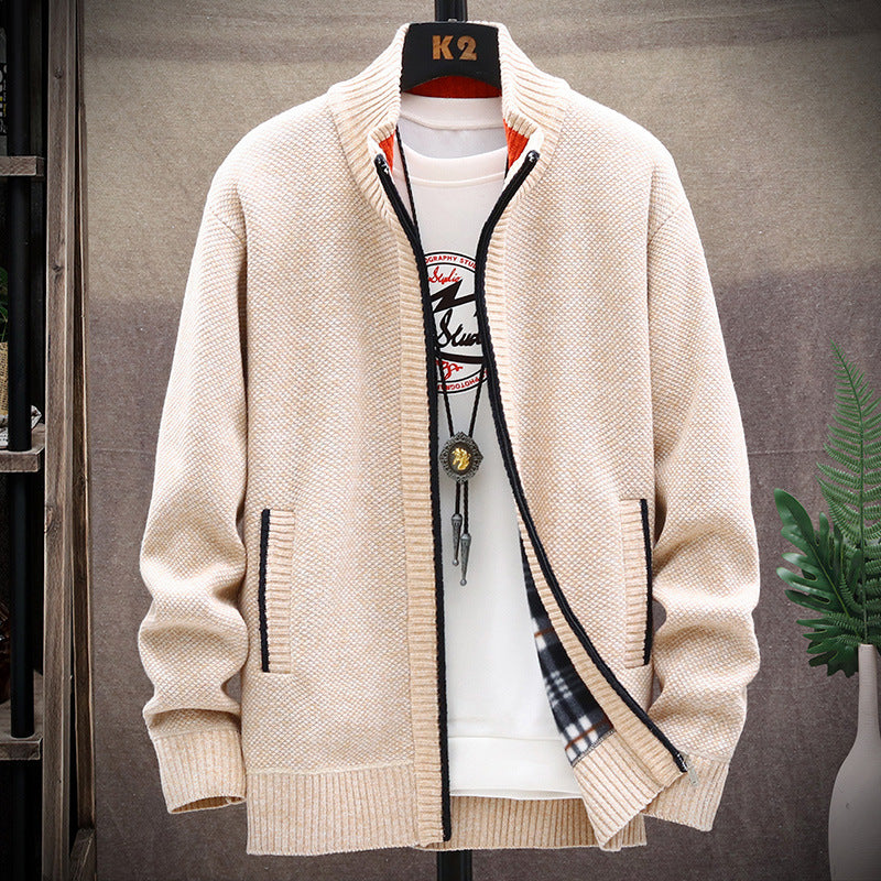 Herren Strickjacke mit Stehkragen und Taschen EB