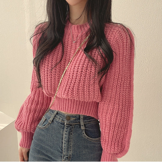 Damen Grobstrickpullover mit weitem Schnitt und überschnittenen Schultern EB