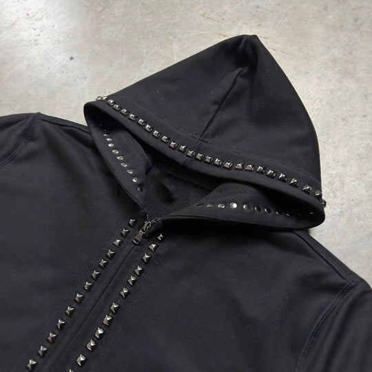 Damen Hoodie mit dekorativen Nieten und geradem Schnitt EB