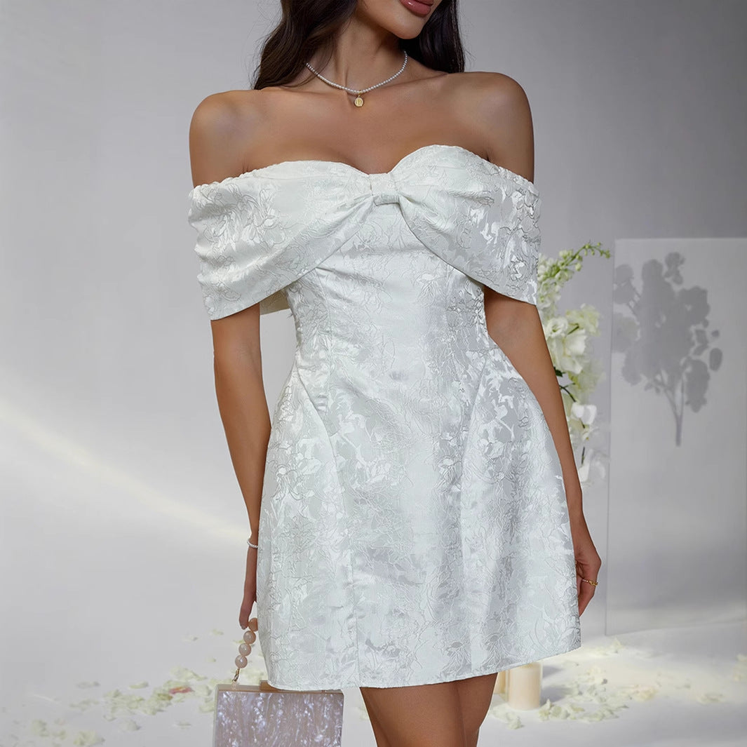 Damen Off-Shoulder Kleid mit floralem Design und elegantem Bustier EB