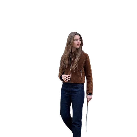 Damen modische kurz geschnittene jacke mit geschmeidiger Textur EB